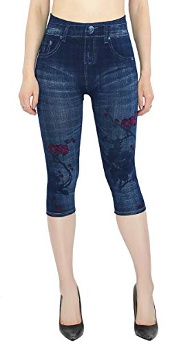 dy_mode Capri Leggings Damen 3/4 Jeggings in Jeans Optik - CLG064 (3LG515 | Gr.36-40) von dy_mode