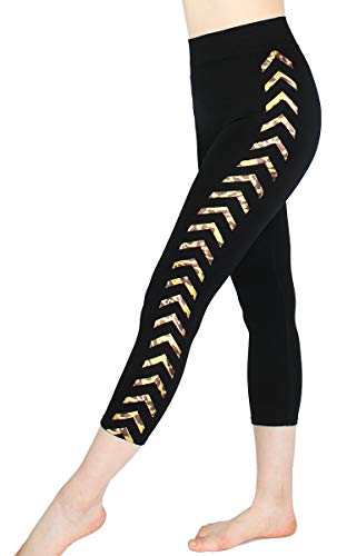 dy_mode Capri Leggings Damen 7/8 Jeggings Caprihose Sommer - 7LG187 (7LG603-Gold, OneSize | Gr.36-42) von dy_mode