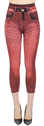 dy_mode Capri Leggings Damen 7/8 Jeggings Caprihose Sommer - 7LG187 (7lg246-Rot, OneSize | Gr.36-42) von dy_mode