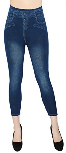 dy_mode Capri Leggings Damen 7/8 Jeggings Caprihose Sommer - 7LG510 (36-40, 7LG257-Blau) von dy_mode