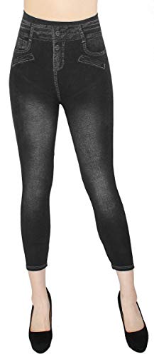 dy_mode Capri Leggings Damen 7/8 Jeggings Caprihose Sommer - 7LG510 (36-40, 7LG257-Schwarz) von dy_mode