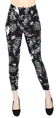 dy_mode Capri Leggings Damen 7/8 Kurze Leggings Geblümt - 7LG170 (7LG2022-004Jungle, 36-40) von dy_mode