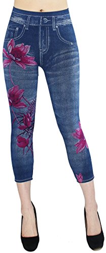 dy_mode Capri Leggings Damen Jeggings 7/8 in Jeans Optik Sommer Leggings Caprihose Frauen - 7LG510 (One Size - Gr.36-42, 7LG504) von dy_mode