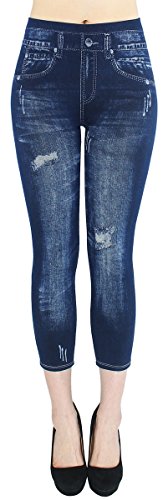 dy_mode Capri Leggings Damen Jeggings 7/8 in Jeans Optik Sommer Leggings Caprihose Frauen - CLG061 (7LG500 | Gr.36-42) von dy_mode