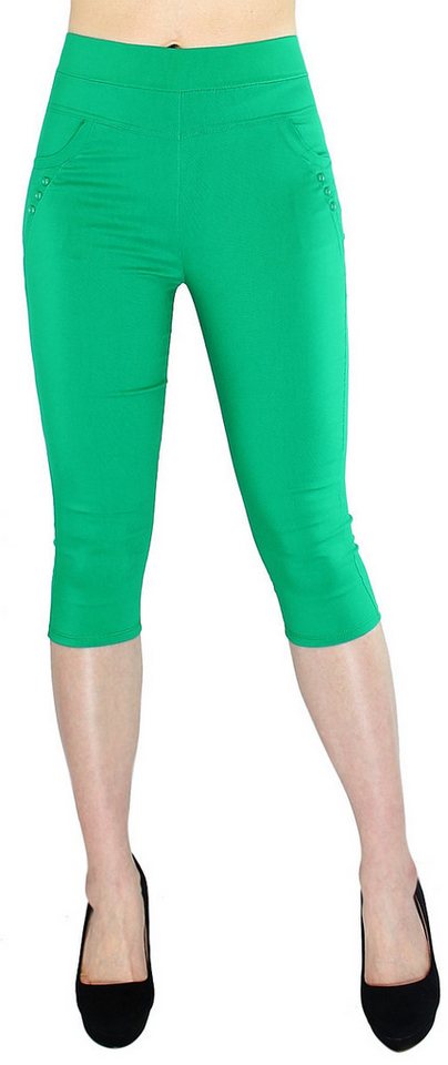 dy_mode Caprihose Damen Capri Hose 3/4 Skinny Pants Kurze Sommerhose mit Knöpfchen mit elastischem Bund dy_mode Caprihose Damen Capri Hose 3/4 Skinny Pants Kurze Sommerhose mit Knöpfchen mit elastischem Bund von dy_mode