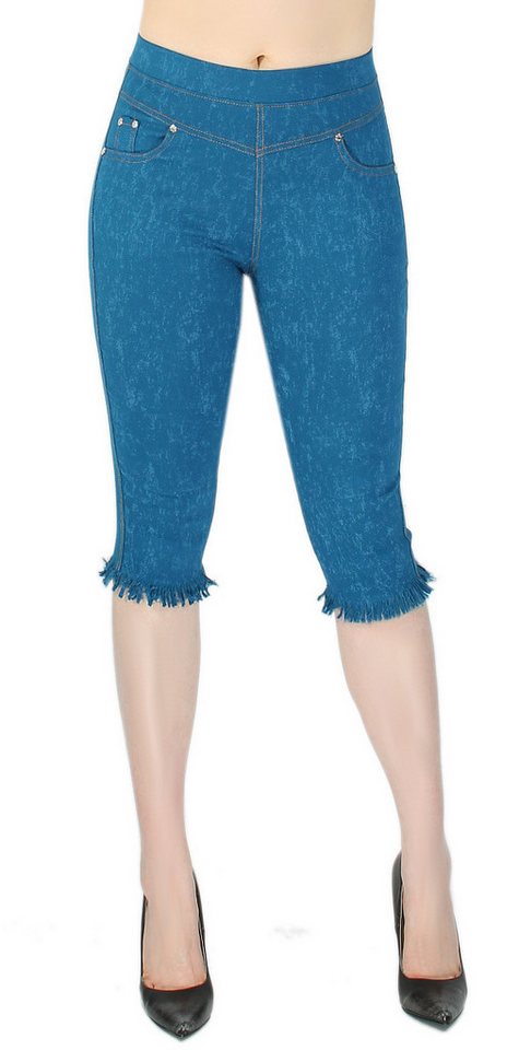 dy_mode Caprihose Damen Capri Hose mit Fransen – Bequeme 3/4-Sommerhose mit elastischem Bund, Middle Waist von dy_mode