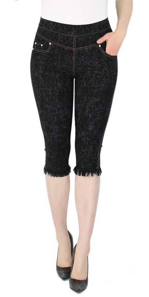 dy_mode Caprihose Damen Capri Hose mit Fransen – Bequeme 3/4-Sommerhose mit elastischem Bund, Middle Waist von dy_mode