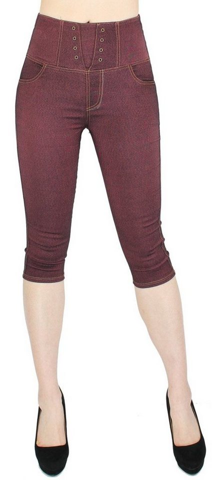 dy_mode Caprihose High Waist Damen Capri Hose 3/4 Caprihose Kurze Skinny Pants in Unifarbe, 4-Pocket Style von dy_mode