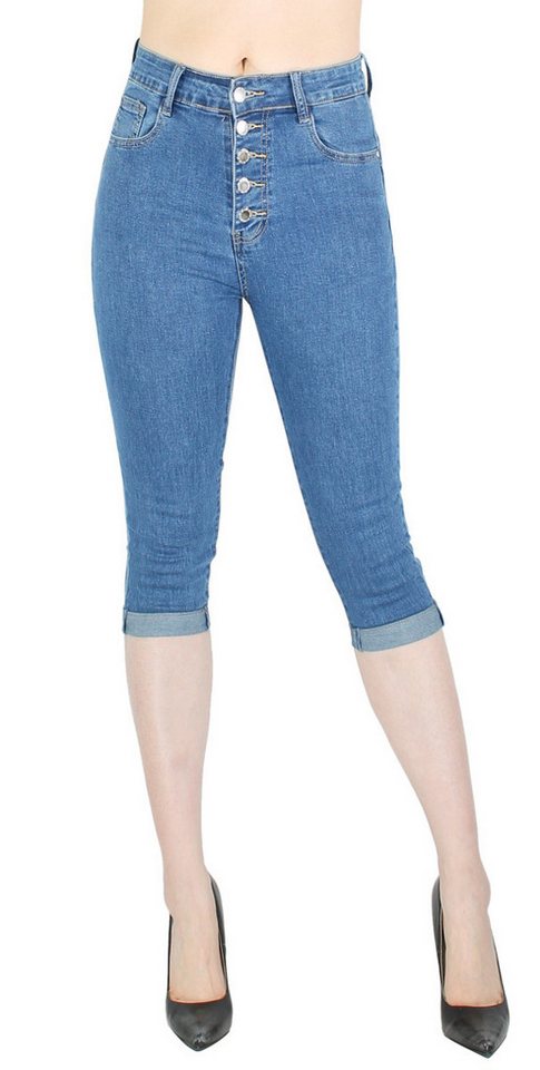 dy_mode Caprijeans Damen Capri Jeans 3/4 Jeanshose Skinny Fit Stretchjeans Push-Up Po High Waist von dy_mode