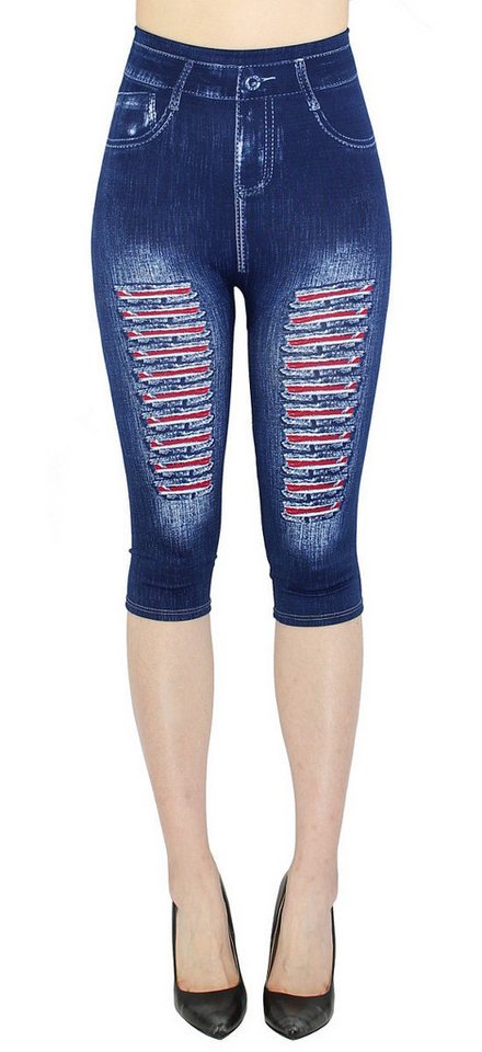 dy_mode Caprileggings Capri Jeggings Damen 3/4 Leggings High Waist Sommerleggings mit elastischem Bund von dy_mode