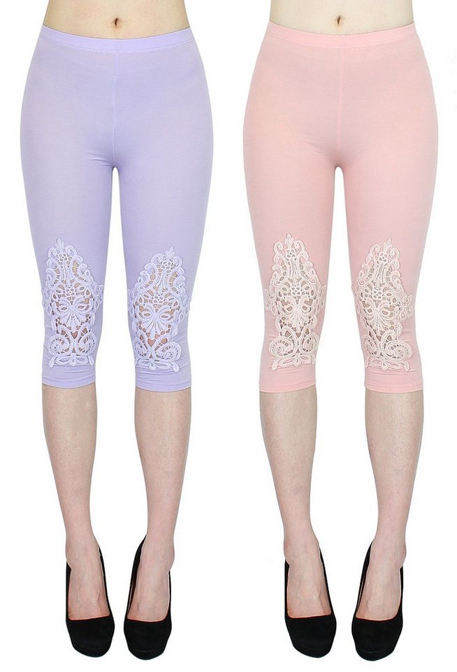 dy_mode Caprileggings Damen Capri Leggings 3/4 Sommerleggings in 2er Pack (2er-Pack) in Unifarbe von dy_mode