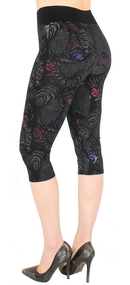 dy_mode Caprileggings Damen Capri Leggings 3/4 Sommerleggings mit Glanz Muster mit elastischem Bund, High Waist von dy_mode