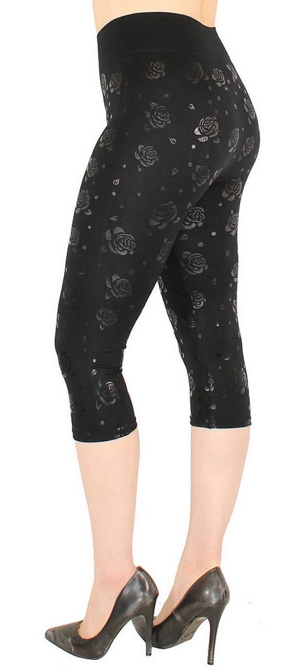 dy_mode Caprileggings Damen Capri Leggings 3/4 Sommerleggings mit Glanz Muster High Waist von dy_mode