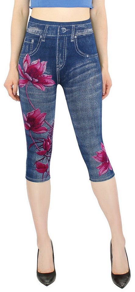 dy_mode Caprileggings High Waist Capri Jeggings Damen Leggings 3/4 Sommerleggings High Waist von dy_mode