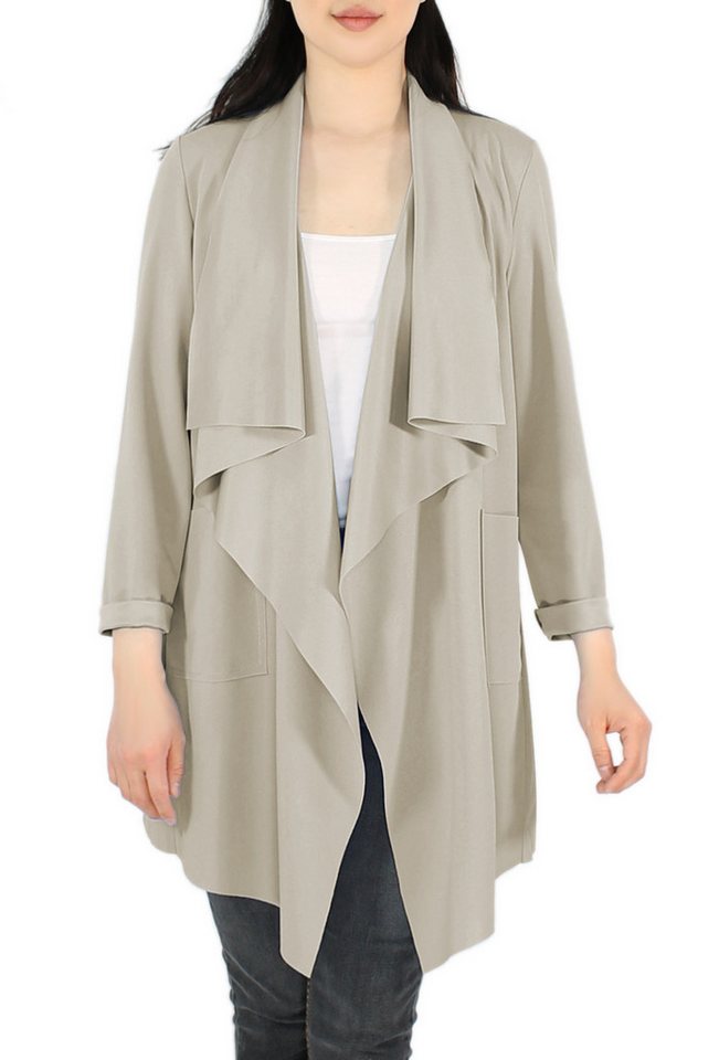 dy_mode Cardigan Damen Cardigan in Wasserfall-Optik - Unifarbe Übergangsjacke in Unifarbe, mit Wasserfallkragen von dy_mode