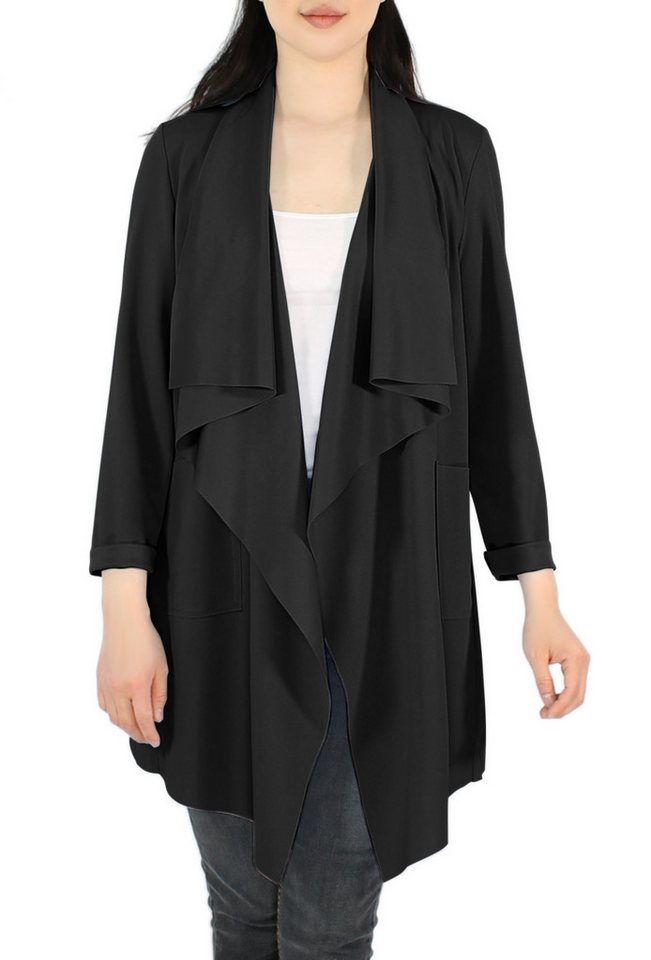 dy_mode Cardigan Damen Cardigan in Wasserfall-Optik - Unifarbe Übergangsjacke in Unifarbe, mit Wasserfallkragen von dy_mode