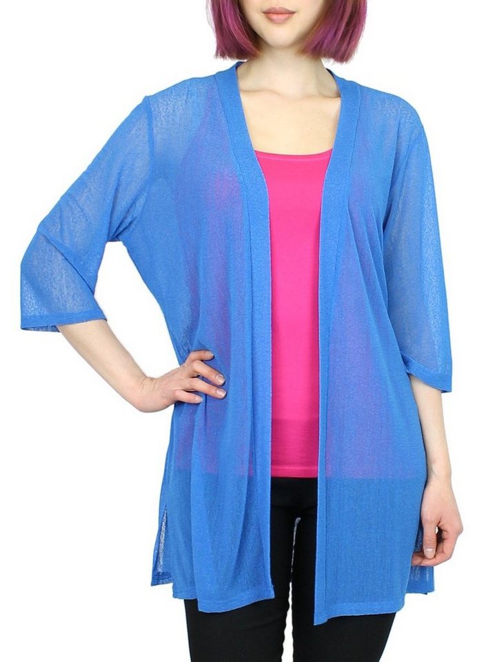 dy_mode Cardigan Damen Sommer Cardigan Transparente Strickjacke Sommerjacke Offen in Unifarbe, Durchsichtig von dy_mode