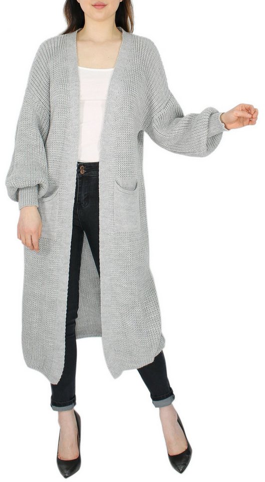 dy_mode Cardigan Langer Grobstrick Cardigan Damen Strickjacke im Oversize-Look in Unifarbe von dy_mode