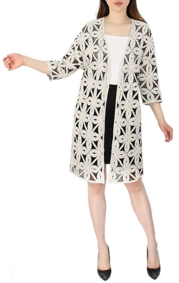 dy_mode Cardigan Leichter Damen Sommer Cardigan mit Häkelmuster Eleganter Strickmantel Häkel-Muster, ohne Verschluss von dy_mode