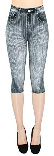 dy_mode Damen 3/4 Leggings Capri Hose Jeggings kurz - YLG200-203 (36-38, 3lg426-Grau) von dy_mode