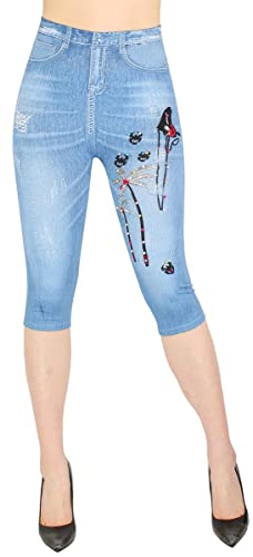 dy_mode Damen 3/4 Leggings Capri Hose Jeggings kurz - YLG200-203 (M/L, 3LG446-Hellblau) von dy_mode