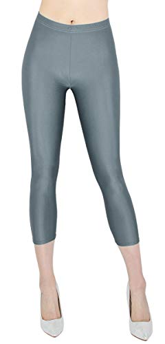 dy_mode Damen 7/8 Leggings Capri Glanz Leggins Tanz Hose - 7LG116 (7LG116-Dunkelgrau, One Size - geeignet für Gr. 36-40) von dy_mode