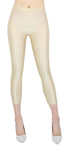 dy_mode Damen 7/8 Leggings Capri Glanz Leggins Tanz Hose - 7LG116 (7LG116-Nude, One Size - geeignet für Gr. 36-40) von dy_mode