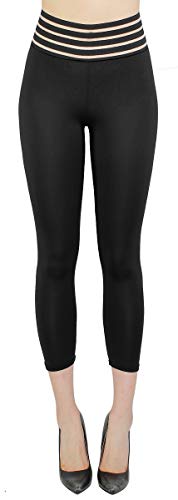 dy_mode Damen 7/8 Leggings High Waist Capri Leggins Sportleggings Laufhose - 7lg247 (7lg247-Schwarz, 40/L) von dy_mode