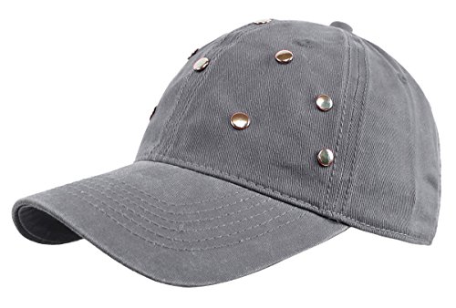 dy_mode Damen Basecap Baseball Cap Mütze Kappe mit Glitzer Nieten - K002-K011 (K011-Grau) von dy_mode