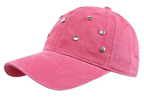 dy_mode Damen Basecap Baseball Cap Mütze Kappe mit Glitzer Nieten - K002-K011 (K011-Pink) von dy_mode