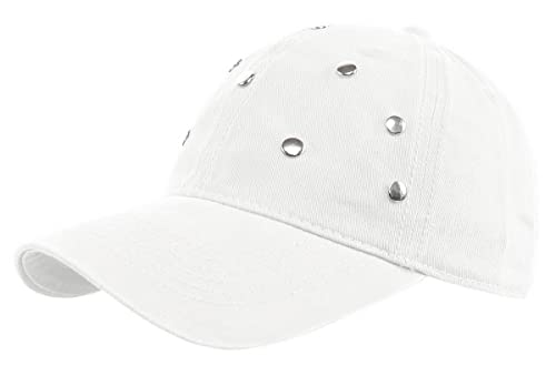 dy_mode Damen Basecap Kappe Baseball Cap Mütze mit Glitzer -K002-011 (K011-Weiß) von dy_mode