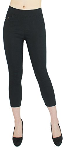 dy_mode Damen Capri Hose 7/8 Skinny Pants/Stoffhose Damen kurz mit Taschen - Gr. XS - L - 7DH100 (38/M, 7DH100-Schwarz) von dy_mode