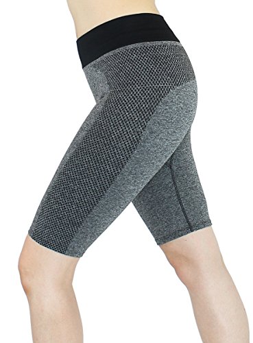 dy_mode Damen Capri Leggings Damen Sporthose 3/4 Leggings Fitness Shorts Yoga Pilates Legging - 2LG117 (2LG117-Grau) von dy_mode