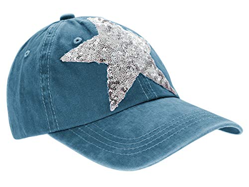 dy_mode Damen Jeans Basecap Baseball Cap Mütze Kappe mit Stern - C001 (k104-Petrol) von dy_mode
