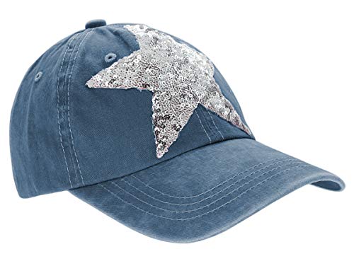 dy_mode Damen Jeans Basecap Baseball Cap Mütze Kappe mit Stern - C001 (k104-Tiefblau) von dy_mode