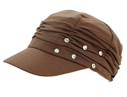 dy_mode Damen Kappe Baseball Caps Mütze Schirmmütze Mit Glitzer - K023 (K023-Braun, Für Kopfumfang 56 bis 58 cm) von dy_mode