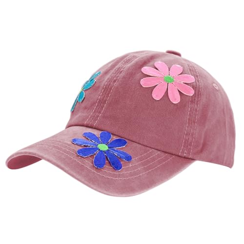 dy_mode Damen Kappe Basecap Baseball Cap Mütze Schirmmütze mit Blümchen- K029 (K029-Altrot) von dy_mode