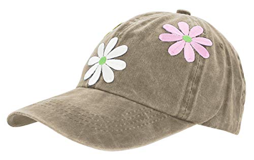 dy_mode Damen Kappe Basecap Baseball Cap Mütze Schirmmütze mit Blümchen- K029 (K029-Vintagegrün) von dy_mode