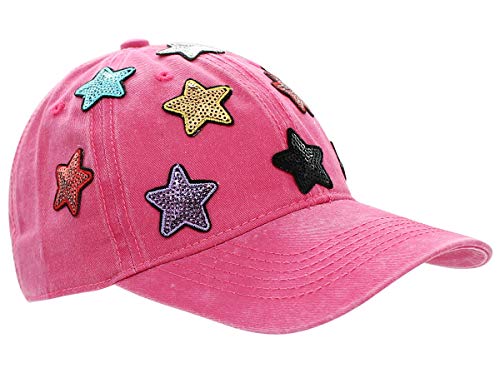 dy_mode Damen Kappe Basecap Baseball Cap Mütze Schirmmütze mit Pailletten - K101 (K101-Pink) von dy_mode