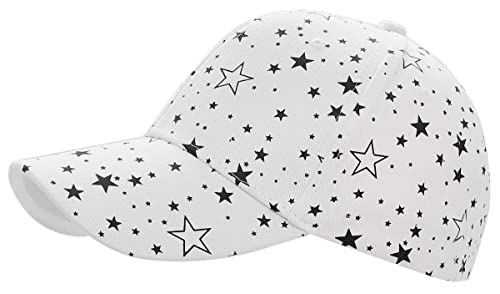 dy_mode Damen Kappe Basecap Schirmmütze Baseballkappe mit Stern Muster - C025 (K224-WeißBlackStars) von dy_mode