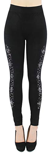 dy_mode Damen Leggings Fitness-Leggings Laufleggings Sportleggings mit Glitzer - JL322 (as3, Numeric, Numeric_36, Numeric_40, Regular, Regular, JL329-GlitterFlower) von dy_mode