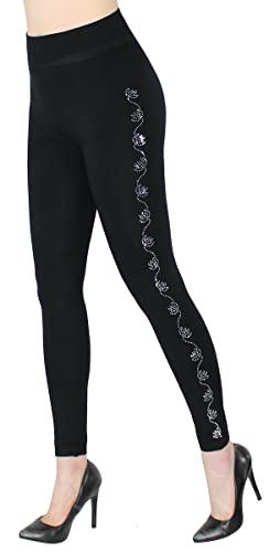 dy_mode Damen Leggings Fitness-Leggings Laufleggings Sportleggings mit Glitzer - JL322 (as3, Numeric, Numeric_36, Numeric_40, Regular, Regular, jl634-GlitzerLotus) von dy_mode