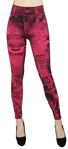 dy_mode Damen Leggings Jeggings High Waist Jeans Optik Hose - JL093 (JL359-Purpur) von dy_mode