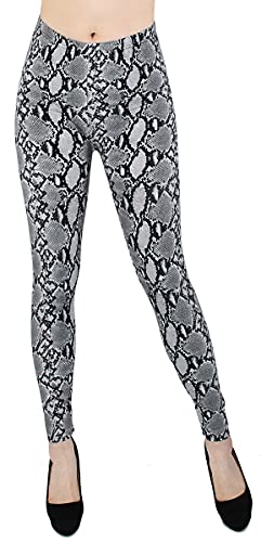 dy_mode Damen Leggings Tiermuster Leggins Tiger Zebra Print - JL144 (JL552-GreySnake) von dy_mode