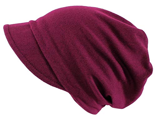 dy_mode Damen Schirmmütze Beanie Mütze mit Schirm Kappe - BM118 (BM118-Weinrot) von dy_mode