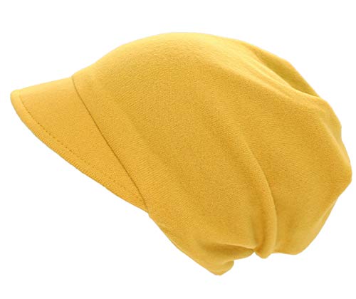 dy_mode Damen Schirmmütze Beanie Mütze mit Schirm Kappe - BM118 (BM118-Gelb) von dy_mode