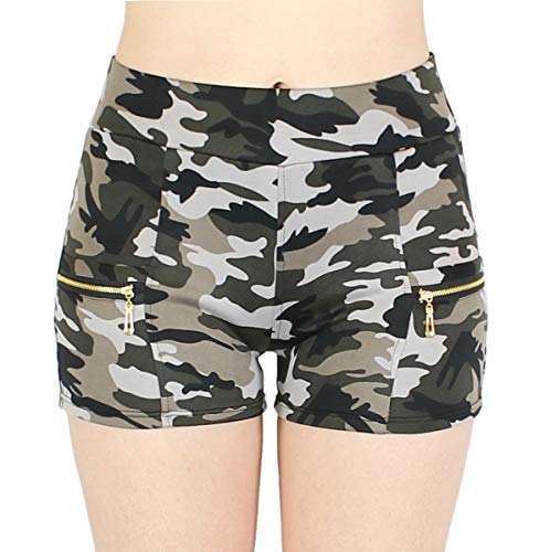 dy_mode Damen Shorts Hot Pants Army Camouflage Look Kurze Hose - 2LG201 (36/S, 2LG201-ArmyVersion2) von dy_mode