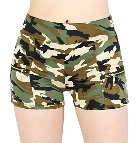 dy_mode Damen Shorts Hot Pants Army Camouflage Look Kurze Hose - 2LG201 (38/M, 2LG201-ArmyVersion3) von dy_mode