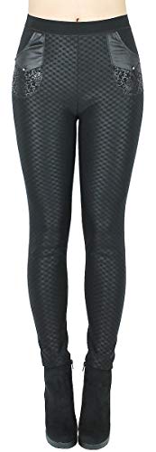 dy_mode Damen Thermo Leggings/Thermo Hose Damen mit Innenfleece Innenfutter - Gr. 38 bis 42 - WL025 (40/L, WL011-Karos) von dy_mode