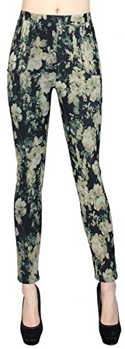 dy_mode Damen Thermo Leggings/Winter Leggings mit Innenfleece - Blumenmuster - Gr. 38 bis 42 - WL024 (40/L, WL024-Winterblume) von dy_mode